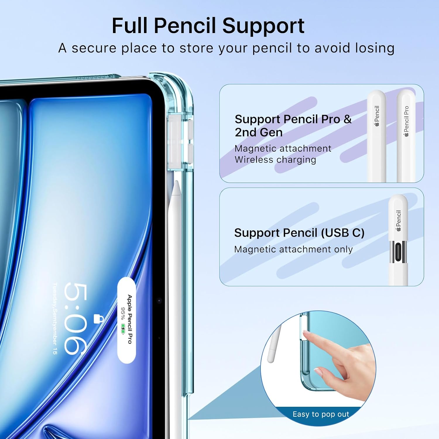 Detalle 2 de MoKo iPad Air 11-inch Case (M4/M3/M2) with Pencil Holder – French Blue