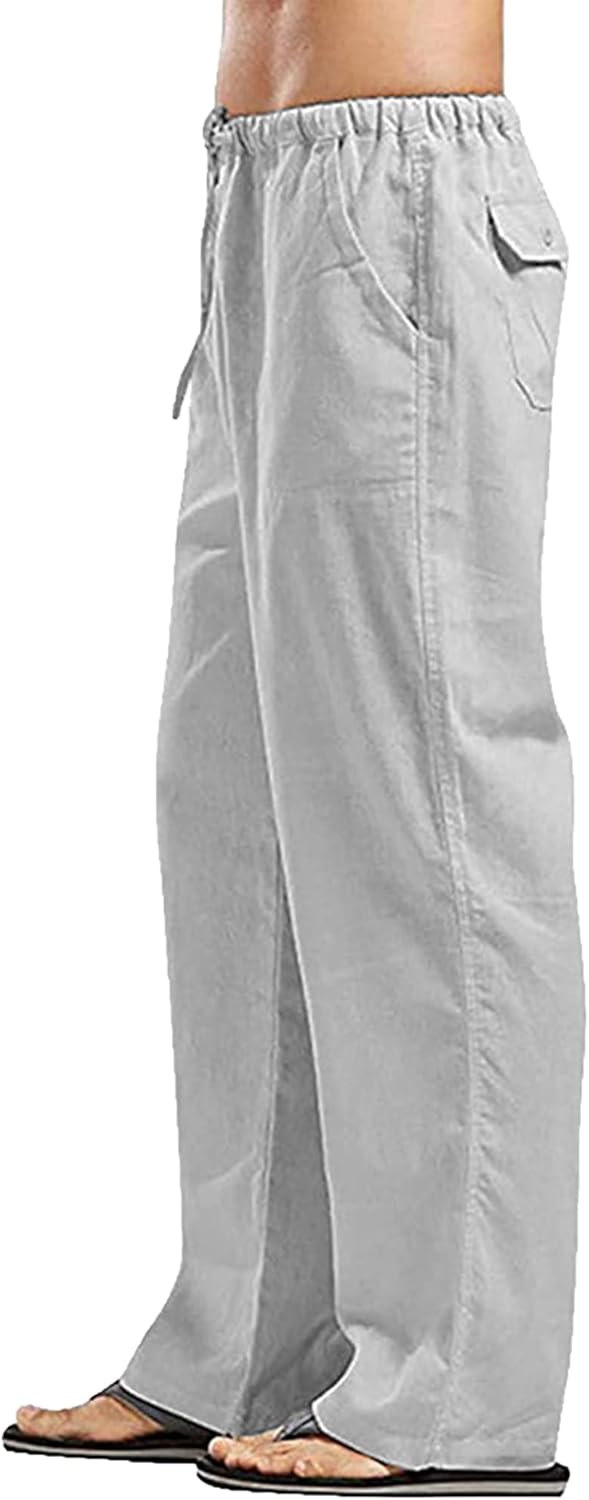 Thumbnail 5 de YAOHUOLE Men's Linen Trousers: Lightweight Elastic-Waist Yoga-Style Trousers