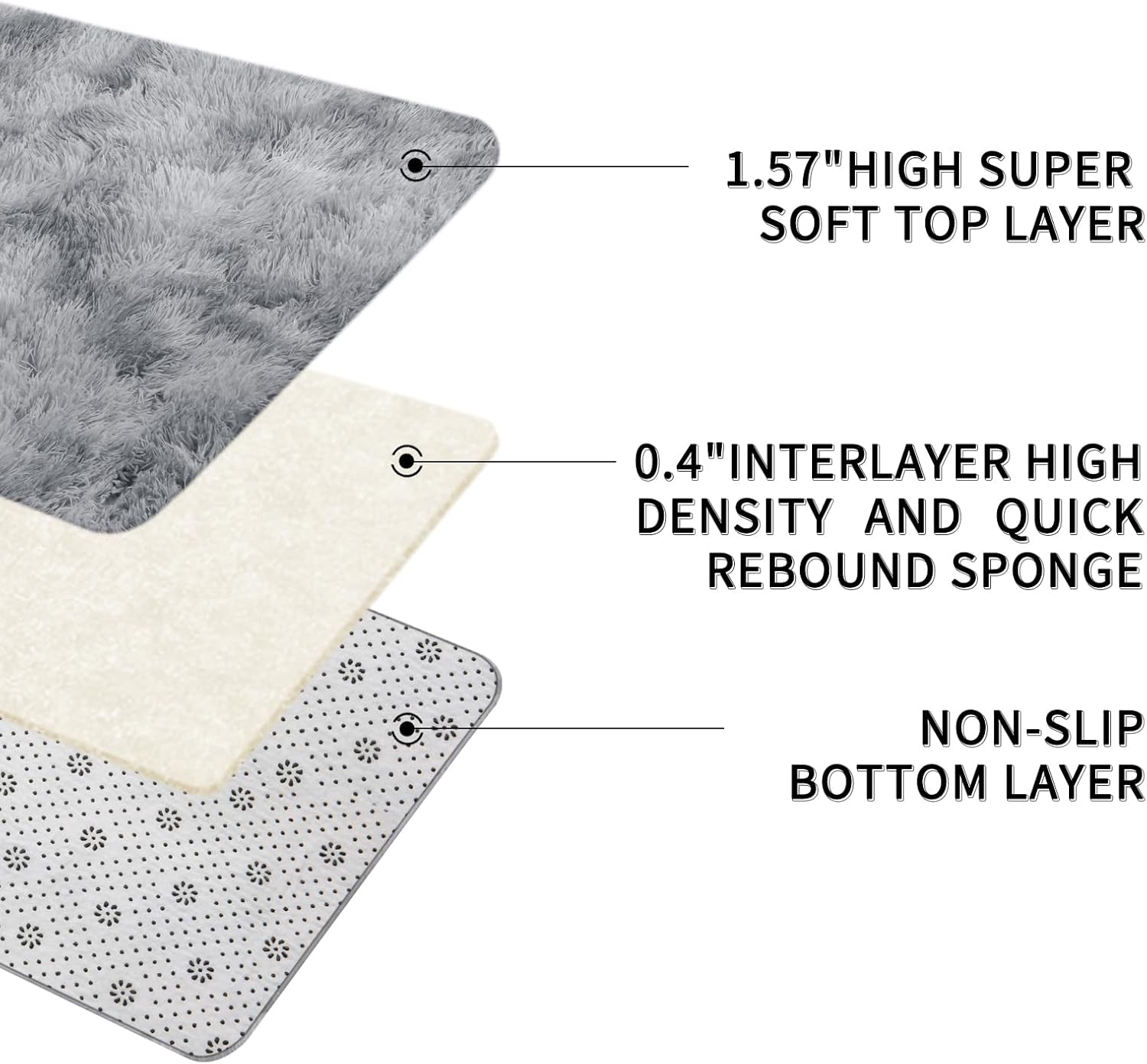 Thumbnail 2 de Sour Lemon Rugs Living Room 275x370cm – Grey Shaggy Rug