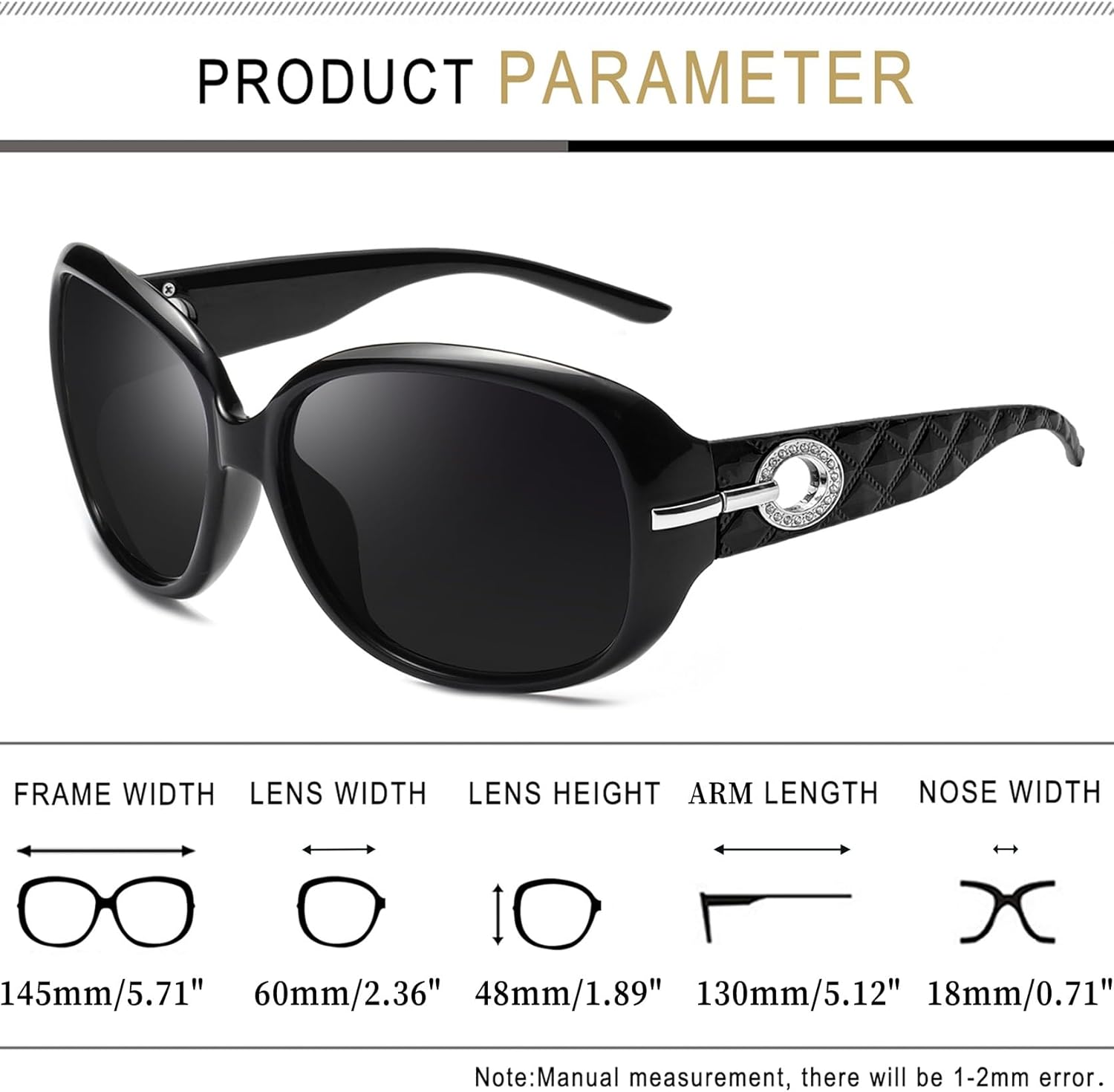 Detalle de Joopin Oversized Sunglasses for Women – Polarised Big Rectangle UV400 Driving Glasses