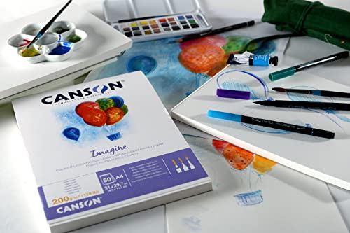 Thumbnail 3 de Canson Imagine Papel Mixed Media A4 200 g, 50 Hojas – Blanque natural, encolado por el lado corto