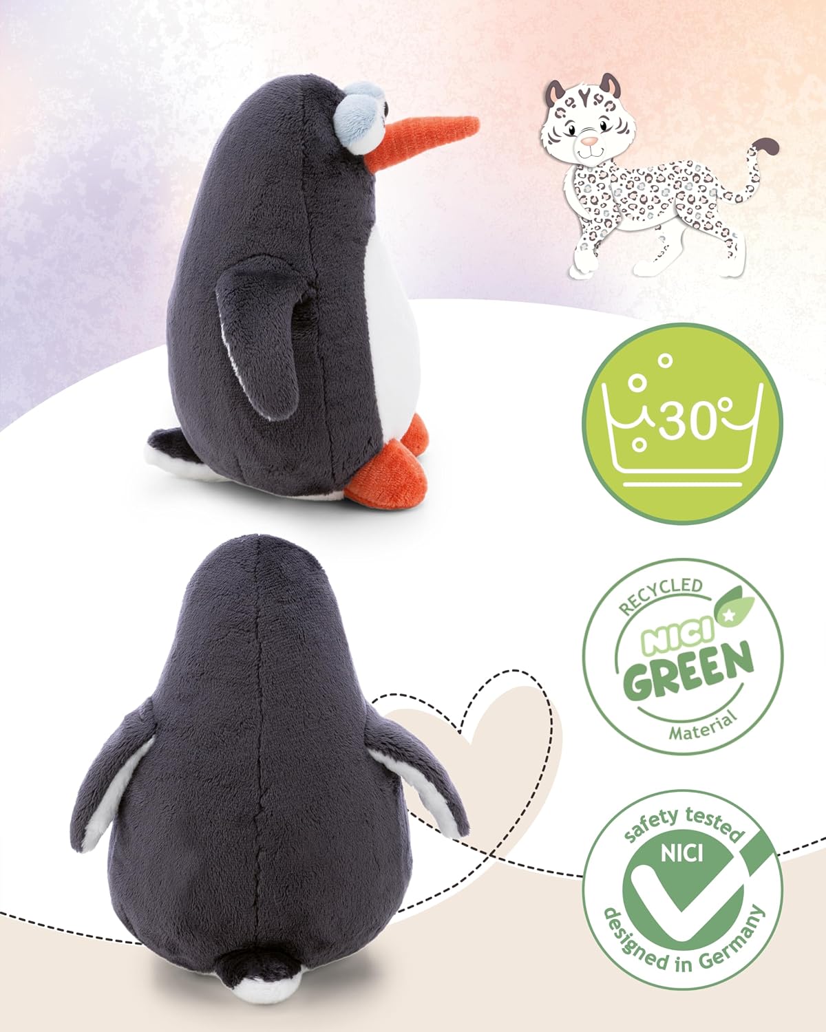 Detalle de NICI Kuscheltier Pinguin Jorge Thunder 20 cm – Grau, weiches Plüschtier zum Kuscheln