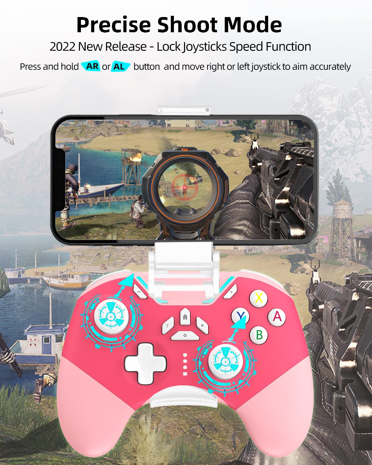 Detalle de Hall Effect iPhone Controller with Phone Clip – Wireless Bluetooth & USB-C Wired Gaming Controller