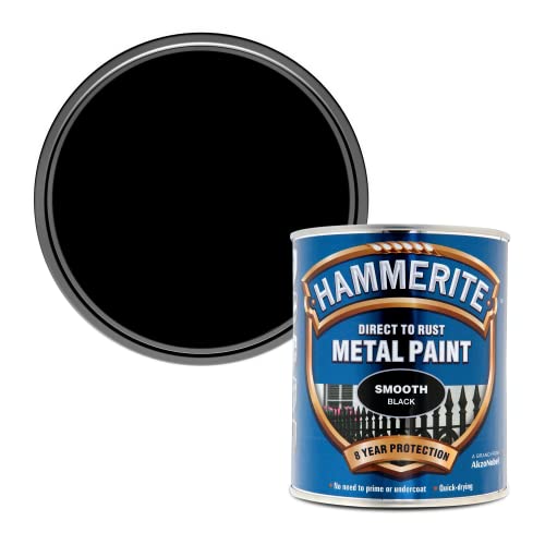 Hammerite Direct to Rust Metal Paint - Smooth Black Finish, 750ML