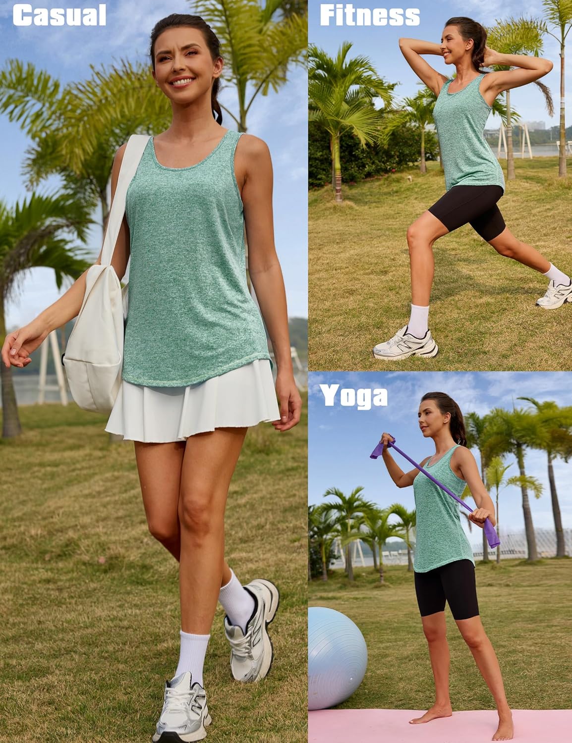 Thumbnail 4 de Women's Loose Fit Racerback Tank Top with Mesh Back - UPF50+ Sun Protection, Quick-Dry Comfort