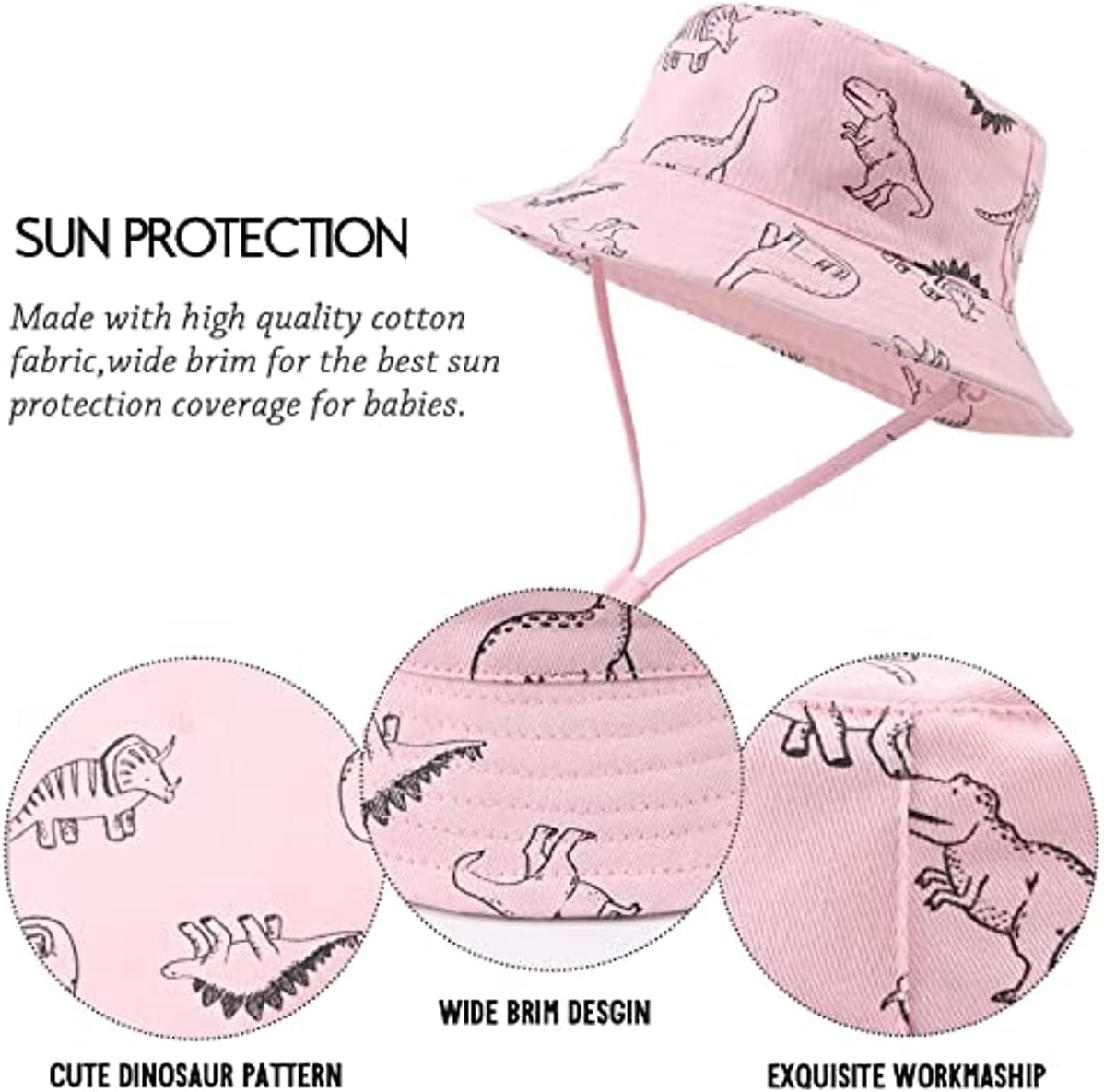 Thumbnail 4 de DRESHOW Baby Sun Hat: UPF50+ Toddler Sun Protection Bucket Hat with Chin Strap