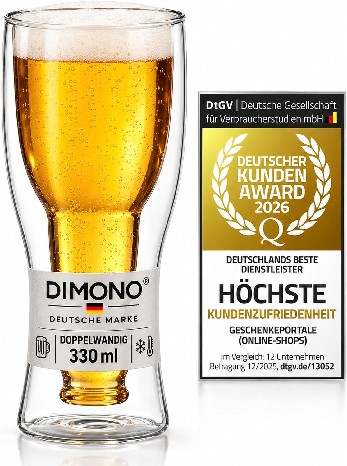 Detalle de Dimono 330 ml Double-Walled Beer Glass with Inverted Bottle Design