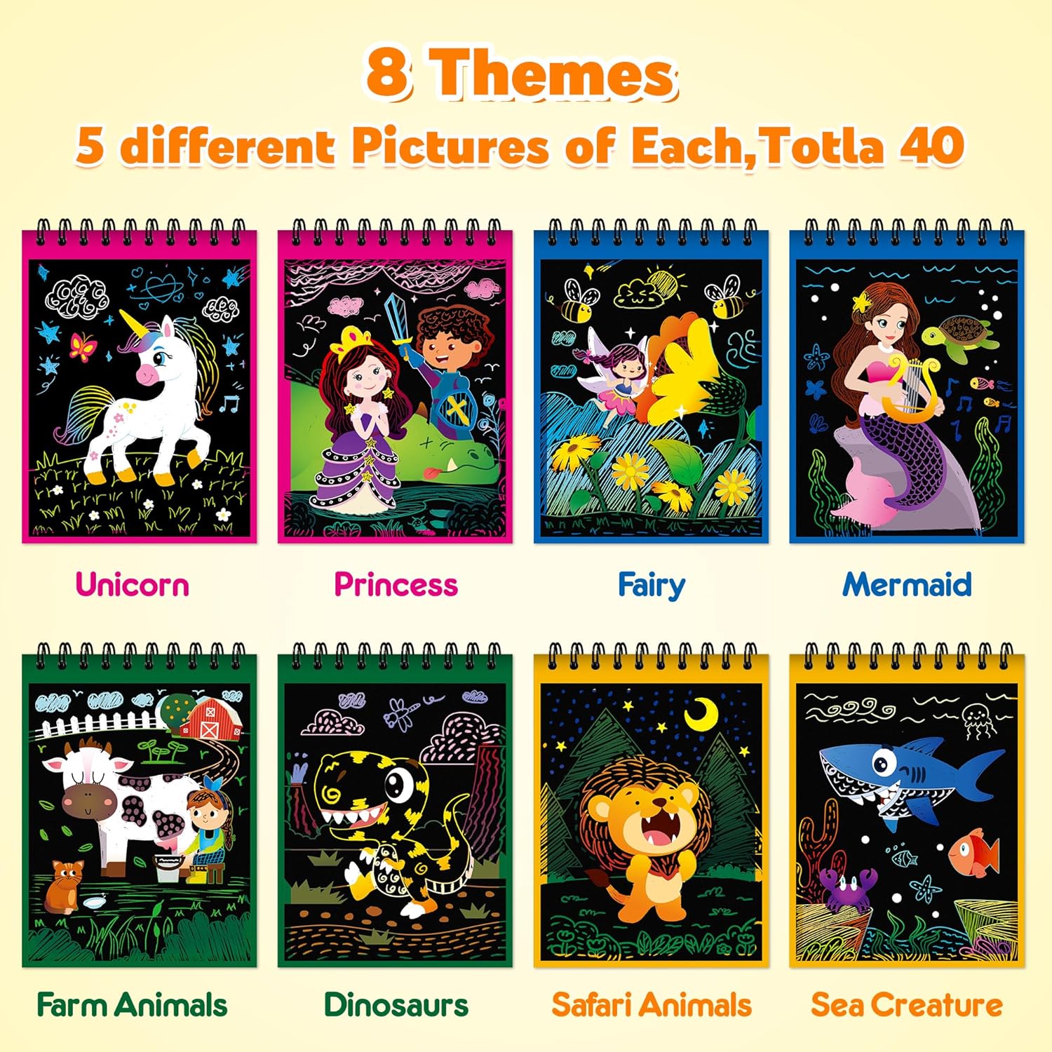 Thumbnail 2 de Mocoosy 24-Pack Scratch Art Party Favors for Kids (Rainbow Scratch Notebooks, Ages 4–8/12)
