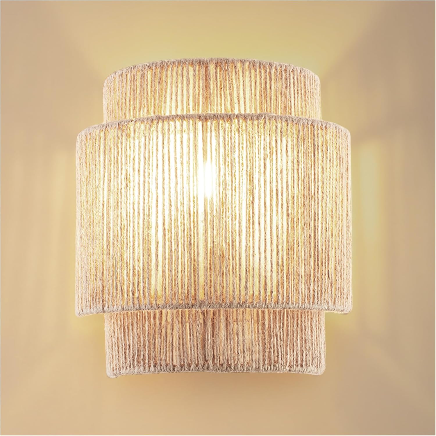 Detalle de tectake Lignea Lux 406074 vägglampa i jute, E14-sockel, upp till 40 W