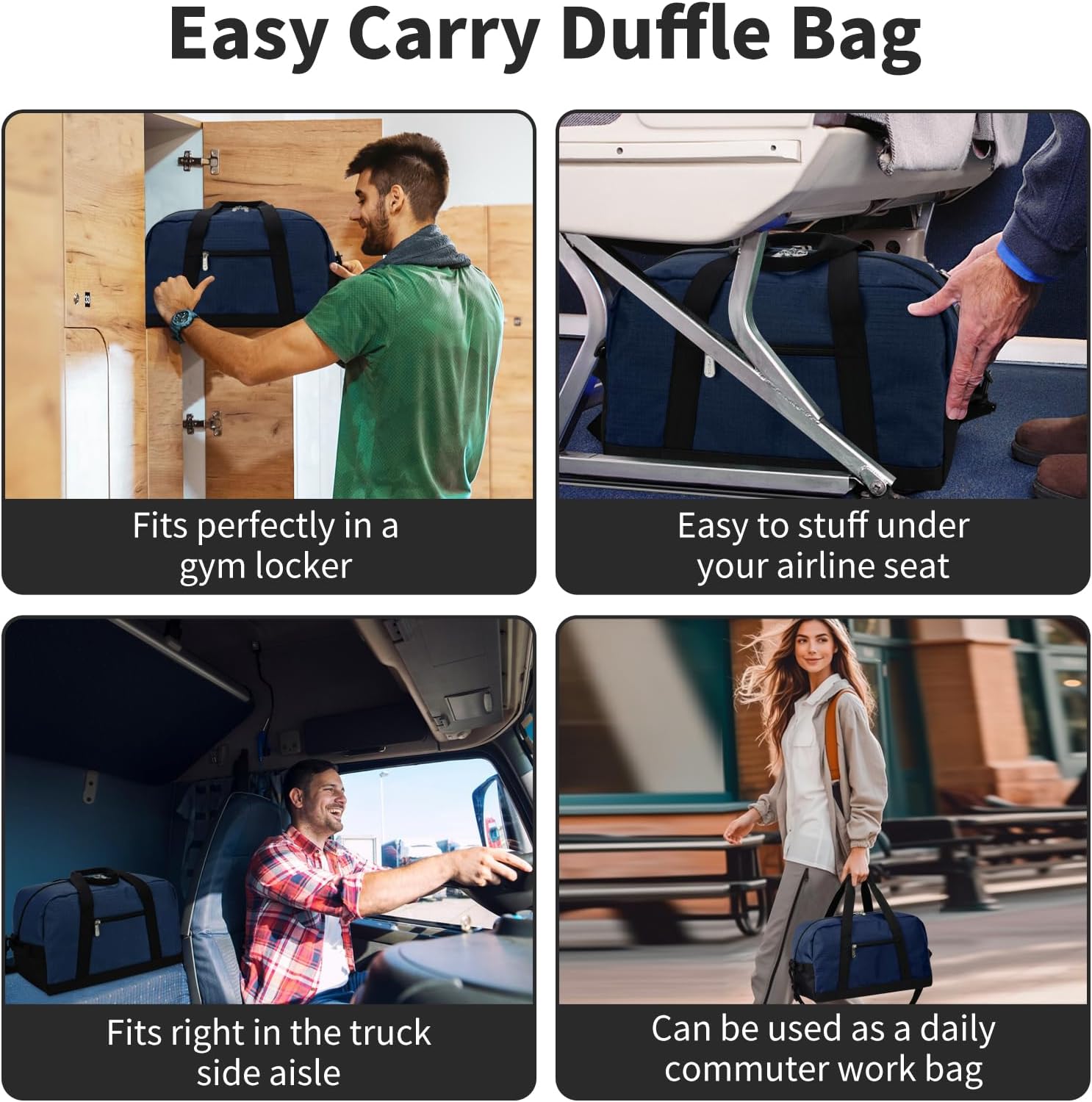 Thumbnail 1 de YoKelly Small Duffle Bag 14 Inch Carry On – Lightweight Navy Blue Mini Gym & Travel Duffel
