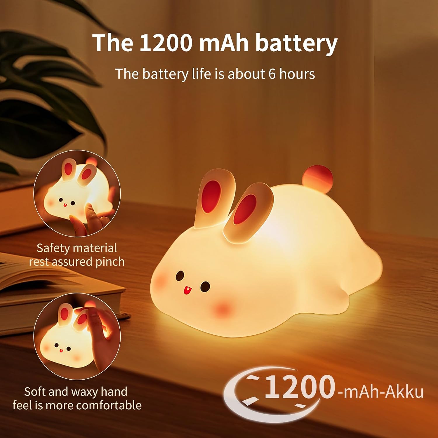 Thumbnail 5 de SAMALICAR Silikon Hase Nachtlicht 1200 mAh