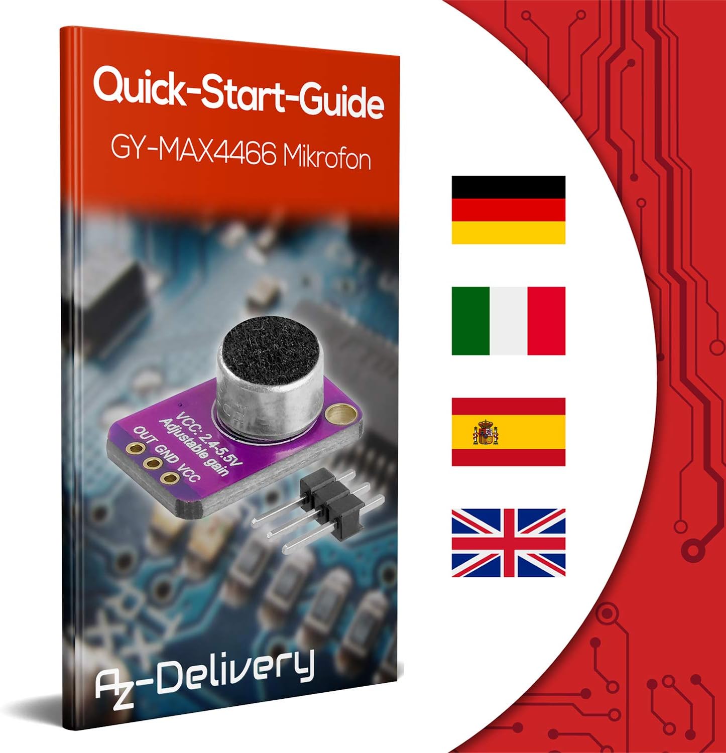 Detalle de AZDelivery 3x GY‑MAX4466 : amplificateur pour microphones électret MAX4466 (Arduino & Raspberry Pi)