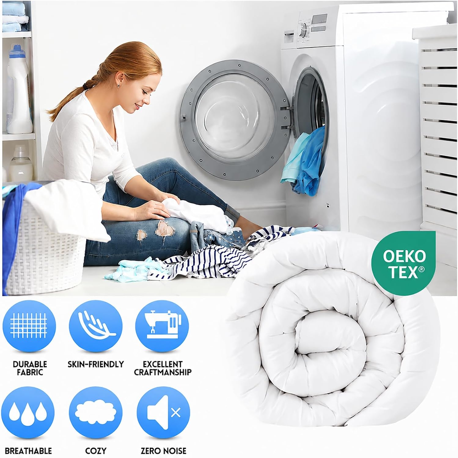 Thumbnail 1 de EASELAND Queen Size Down Alternative Comforter 88×88