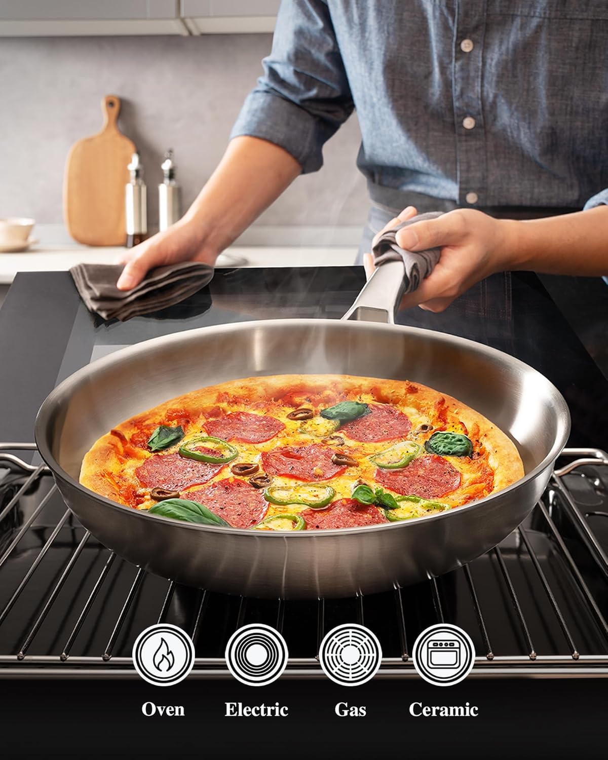 Thumbnail 2 de VocVoi Stainless Steel Frying Pan, 12-Inch