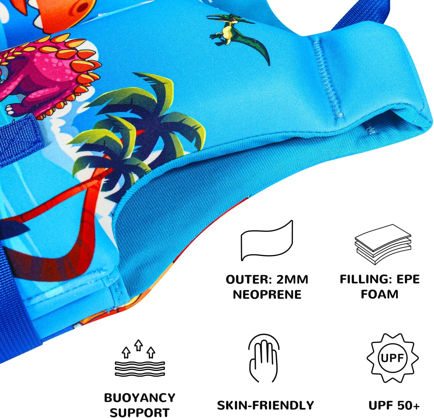Detalle de REALIKE Kids Swim Vest Toddler Floaties: Adjustable Safety for Ages 2–10