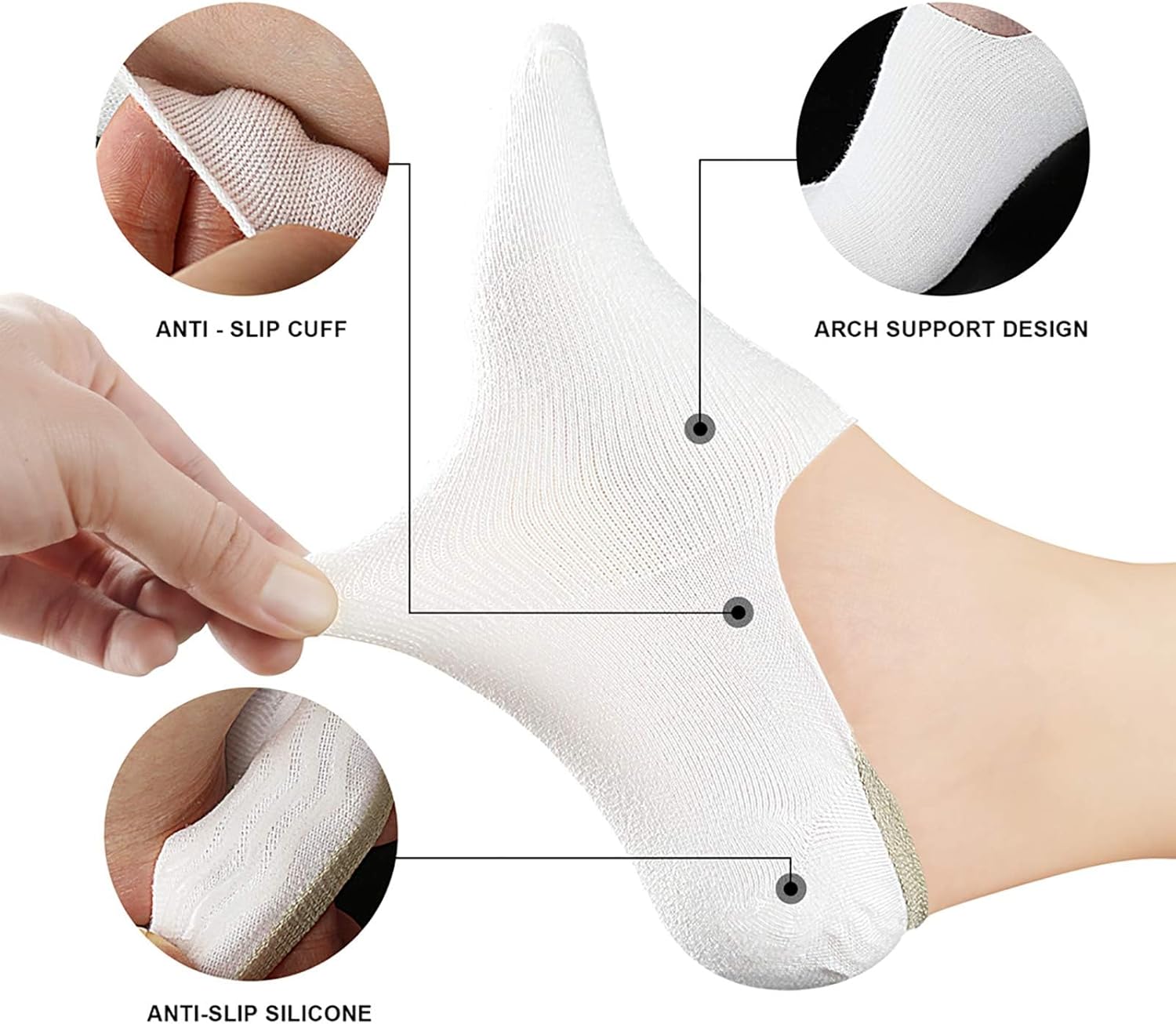 Thumbnail 5 de wernies No Show Socks Women Low Socks Non Slip Flat Boat Line — 4/8 Pairs
