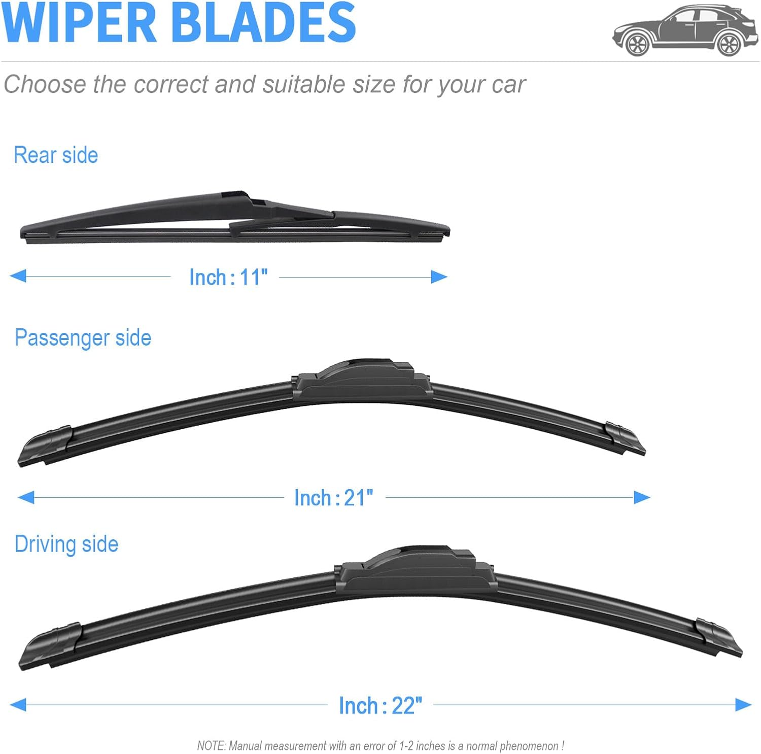 Thumbnail 4 de Gavimnal Silicone Wiper Blades Replacement Set for Jeep Grand Cherokee (2014-2021) — Set of 3