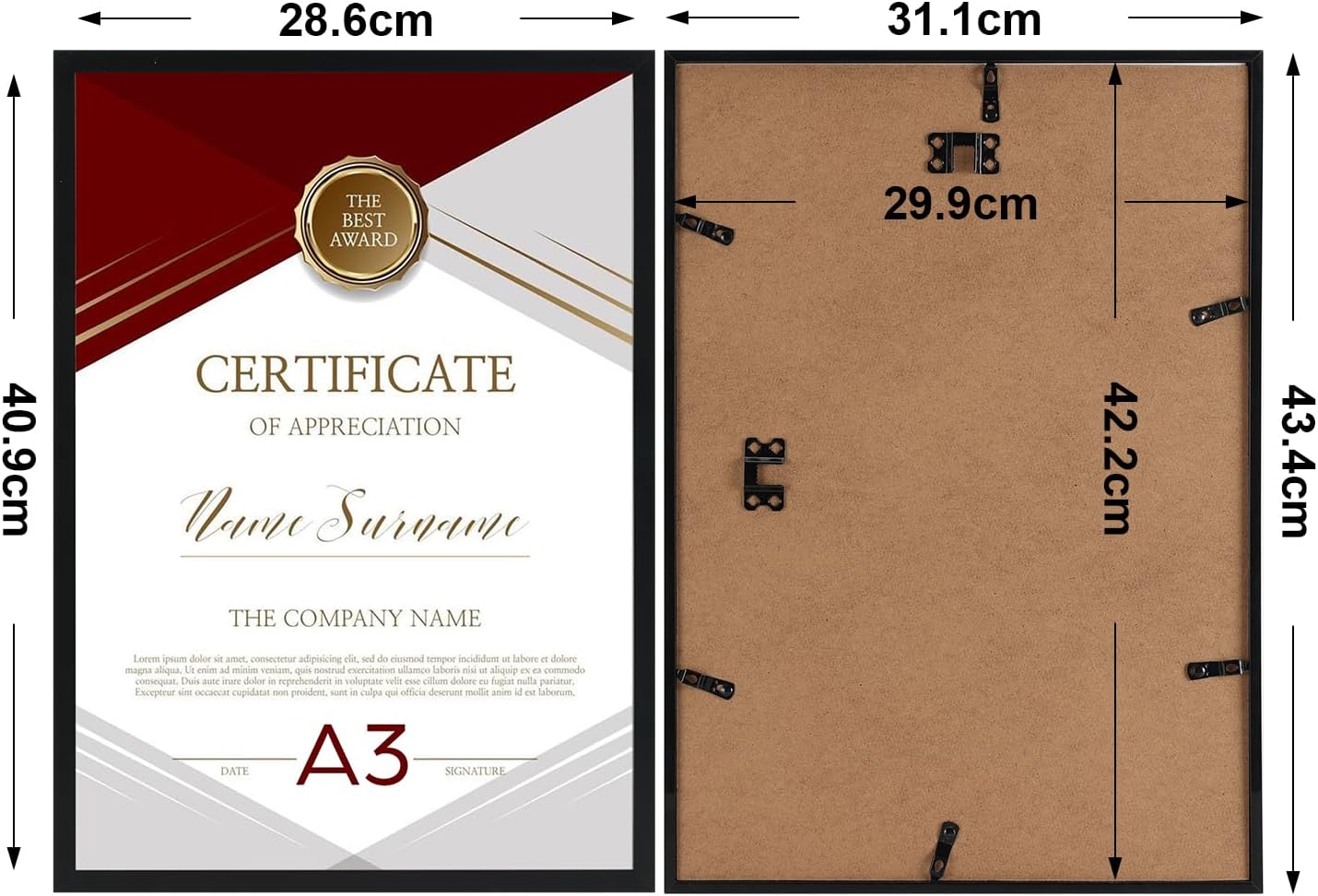 Detalle de Giftgarden Lot de 12 cadres A3 noir – 29,7 x 42 cm en PVC pour affiches, diplômes et photos
