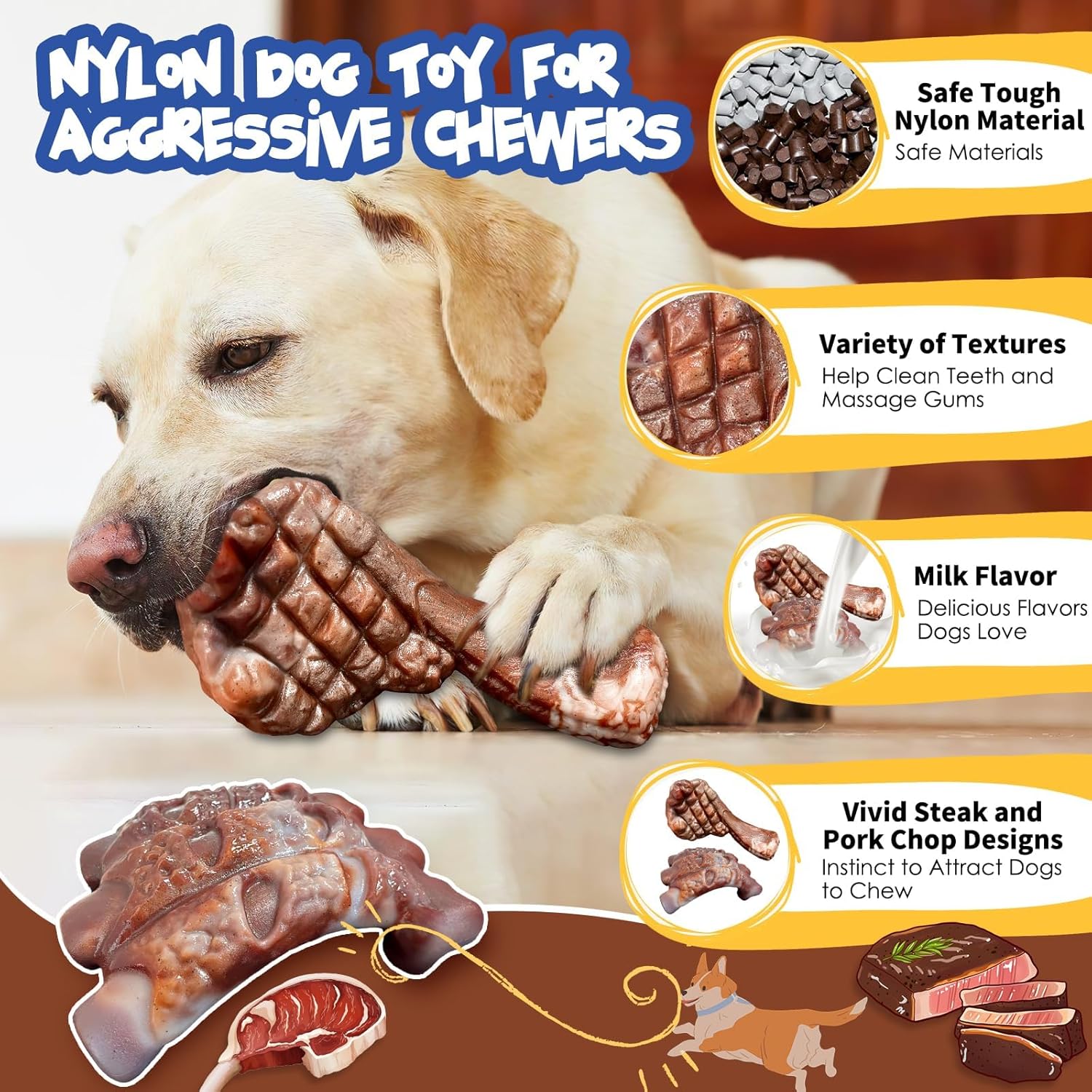 Detalle de Aleath Dog Chew Toy 2-pack for Aggressive Chewers