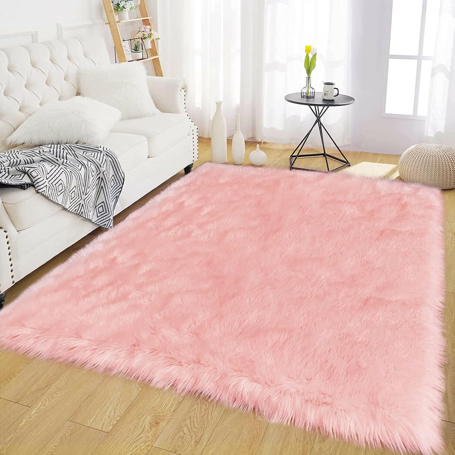Thumbnail 6 de Latepis Boho Area Rugs 5x7 Plush Yellow Fluffy Rug