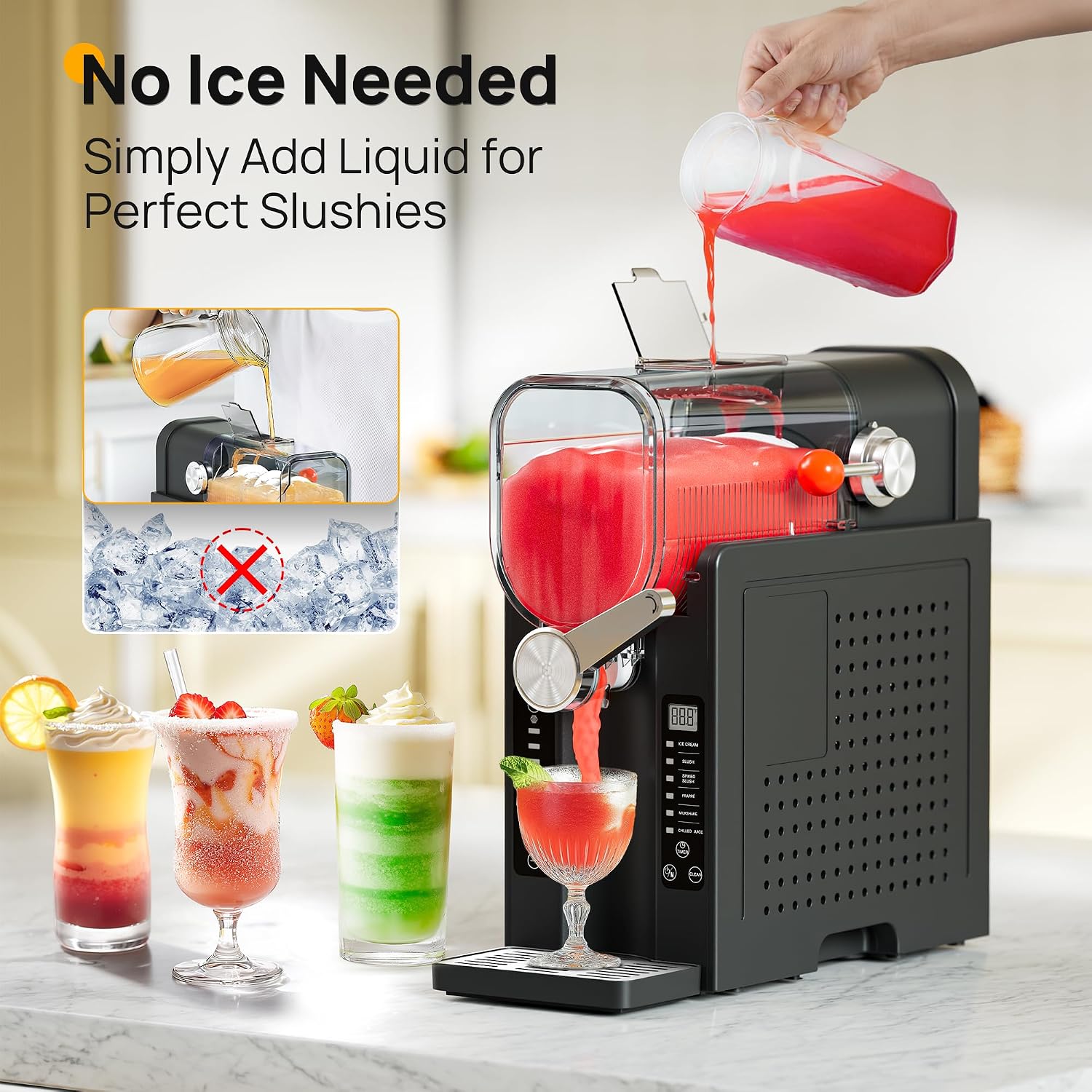 Detalle de Initio Slush Machine AD03: 6 preset programmes, 68 oz capacity, LED control