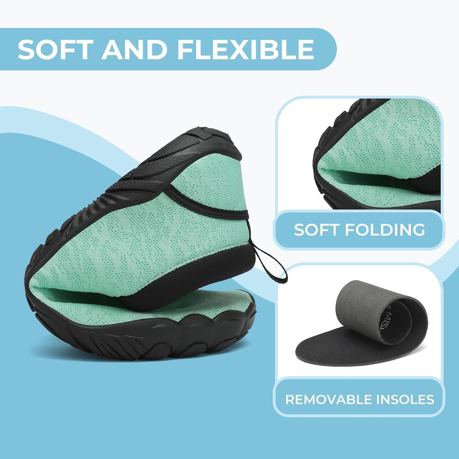 Thumbnail 4 de Mishansha Unisex Badeschuhe – atmungsaktive Aquaschuhe aus Mesh, Schnell Trocknend, Gr. 36–46