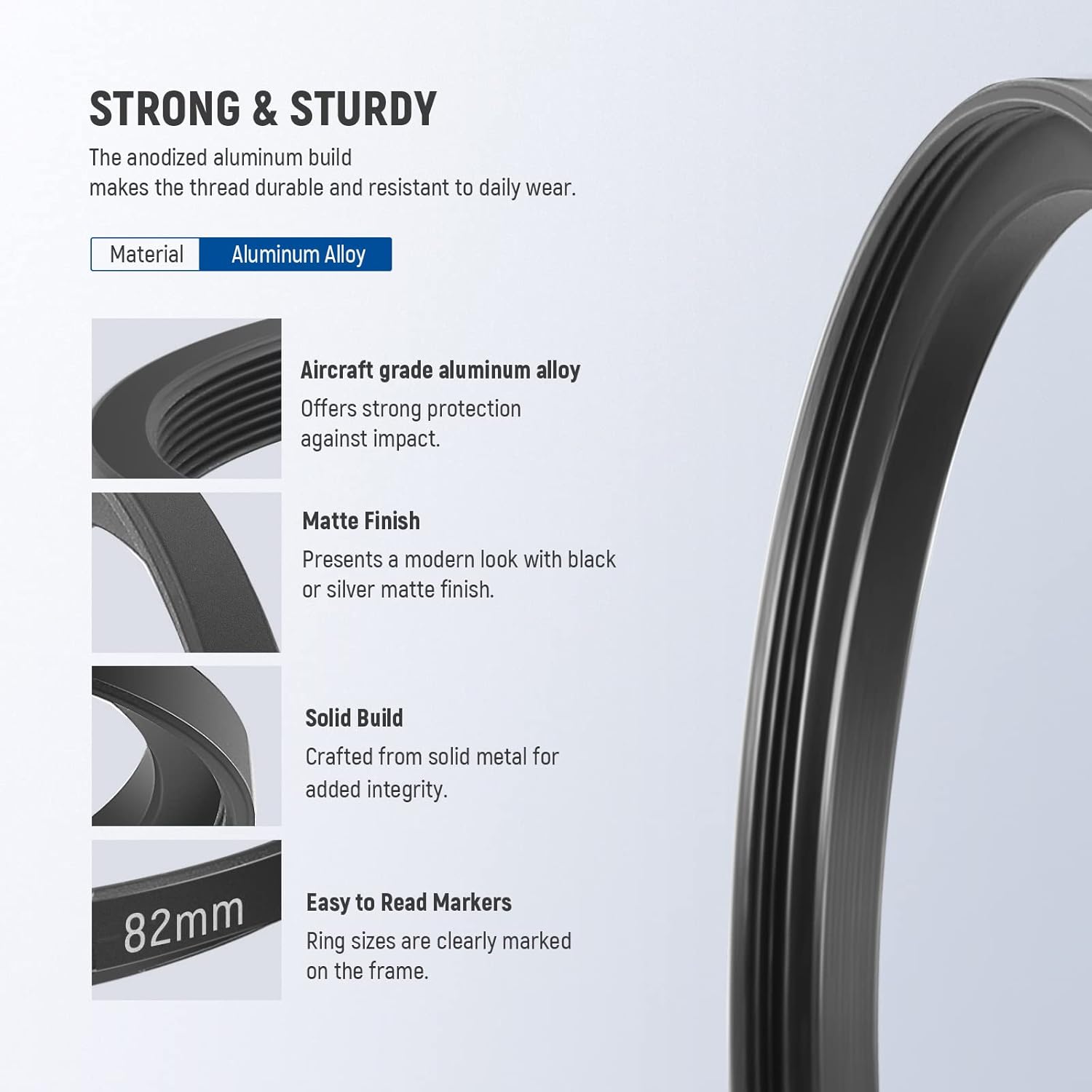 Detalle de Neewer kit di anelli adattatori step-up e step-down in metallo (18 pezzi) per filtri e accessori