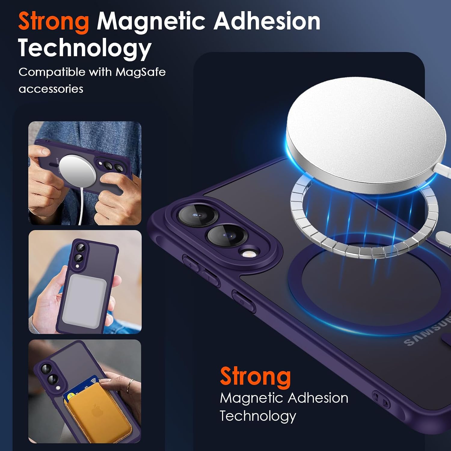 Detalle 2 de iVoler Cover magnetica per Samsung Galaxy S25 Edge 5G, protezione antiurto viola