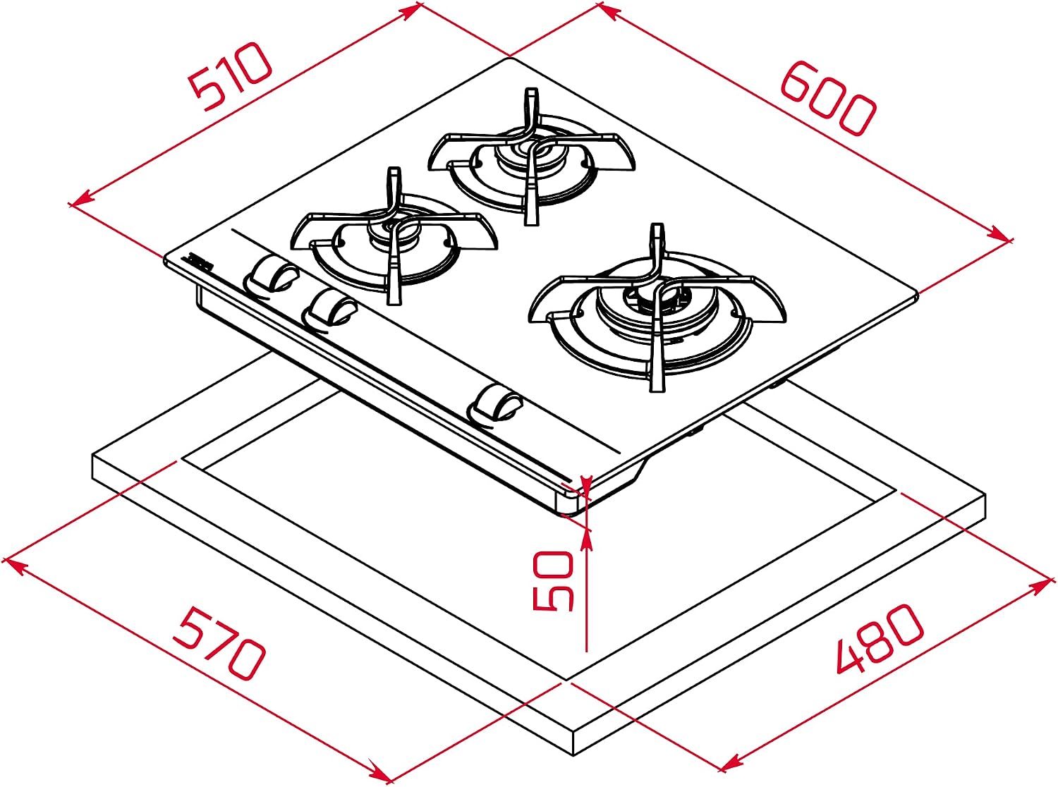 Thumbnail 6 de Teka GBC 63010 Placa gas 60 cm 3 fuegos