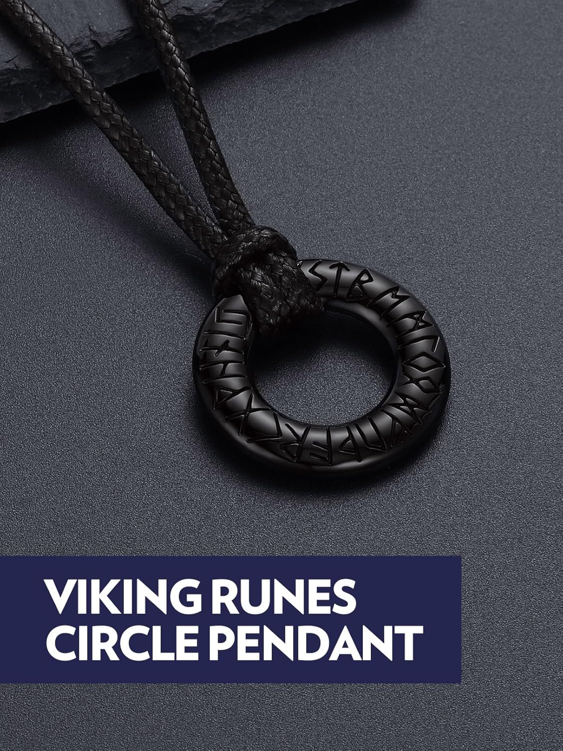 Thumbnail 3 de Bandmax Collier Rune Viking Homme/Noir avec Pendentif Möbius et Chaîne réglable 46–76 cm