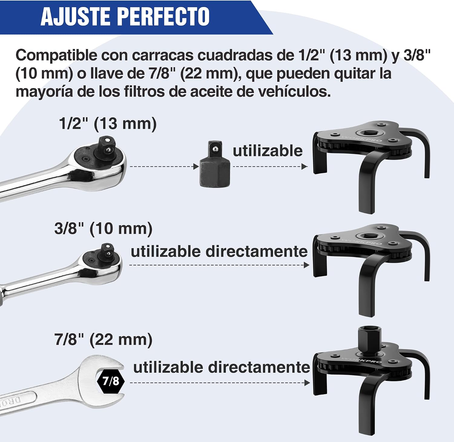 Thumbnail 5 de WORKPRO Llave de filtro de aceite 70–110 mm