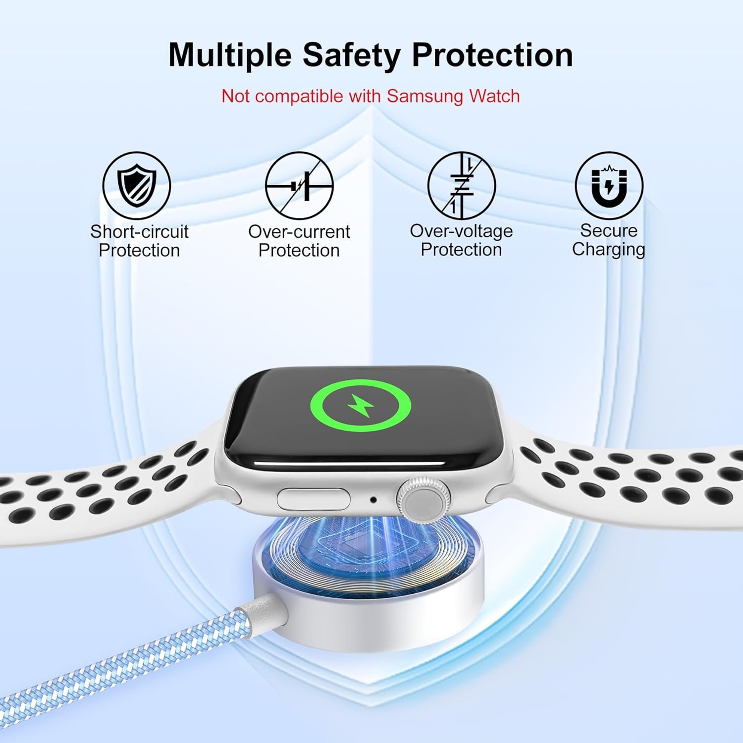 Detalle de 2026 Upgraded 2-in-1 USB-C iPhone & Apple Watch Charger by imodomio (Blue)
