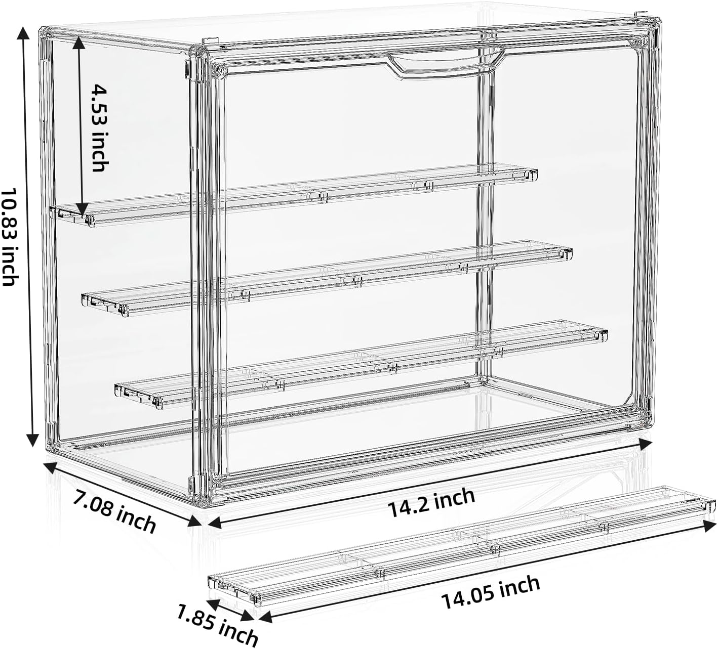 Detalle de MSHOMELY Clear Acrylic Display Case (4-Layer) for Collectibles Figures — 2-Pack, Stackable Shelves