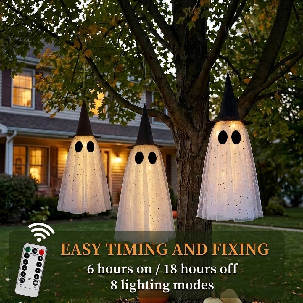 Detalle de KIWDY Halloween Ghost Decorations, Set of 3