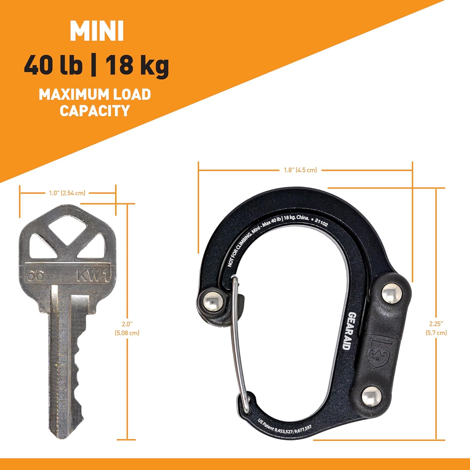 Thumbnail 2 de Gear Aid HEROCLIP Mini: 3-in-1 Carabiner Clip for Everyday Hang, Hook and Clip Utility