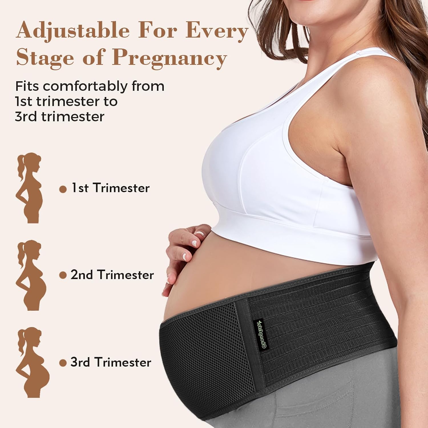 Thumbnail 3 de ChongErfei Pregnancy Belly Band Maternity Belt with Back Support (Black, One Size)