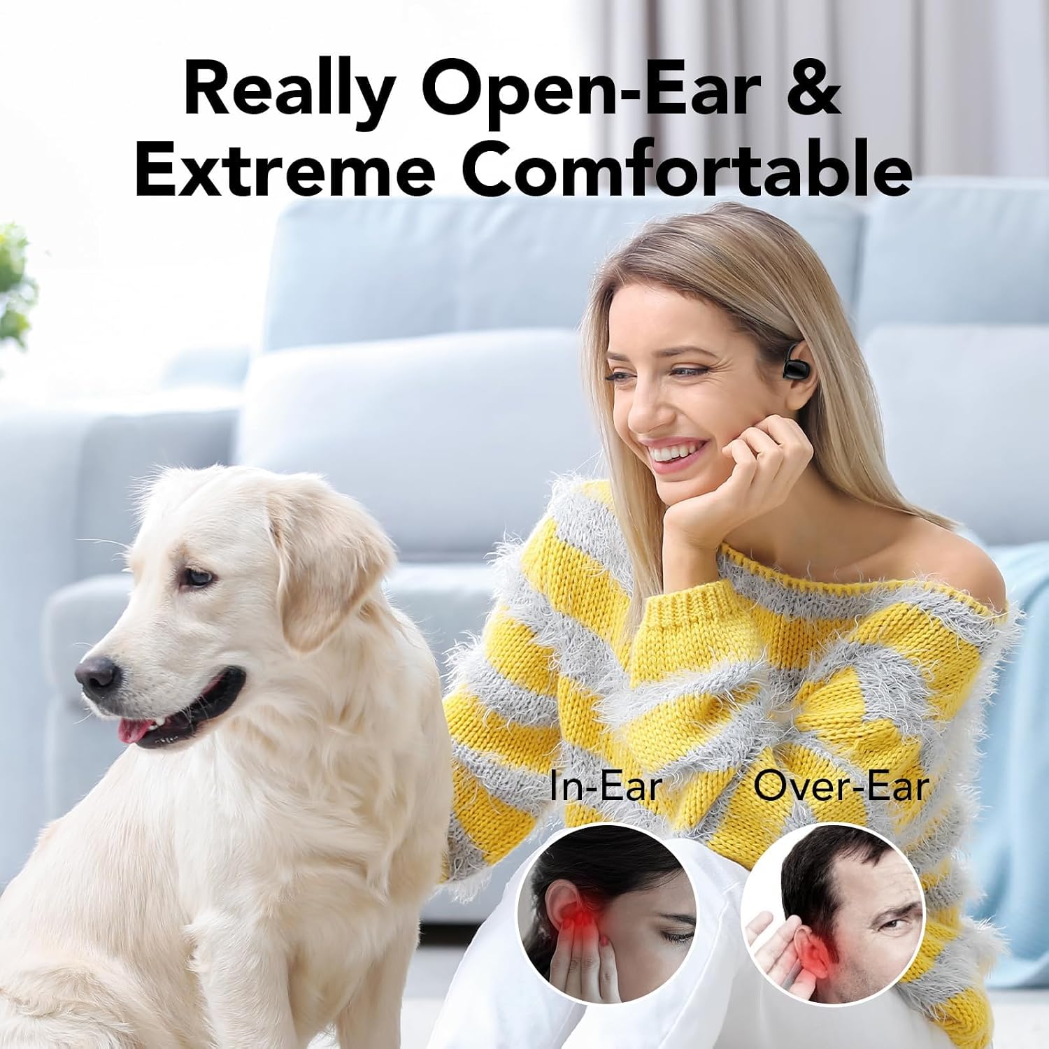 Detalle de Hendari Open Ear Headphones with Air Conduction and Bluetooth 5.3