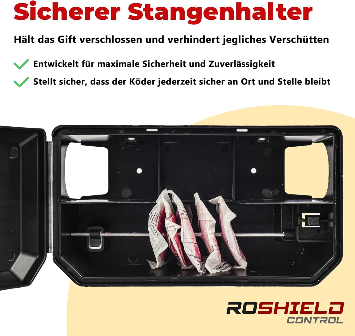 Detalle de ROSHIELD PRO Box: 2 Köderboxen und Fallen für Mäuse und Ratten – wetterfest, abschließbar