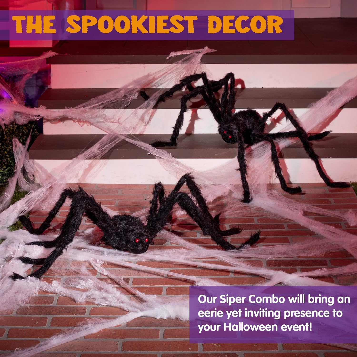 Detalle 2 de JOYIN 13623 Halloween Spider Decorations, 2-Pack, 47-Inch with Adjustable Legs