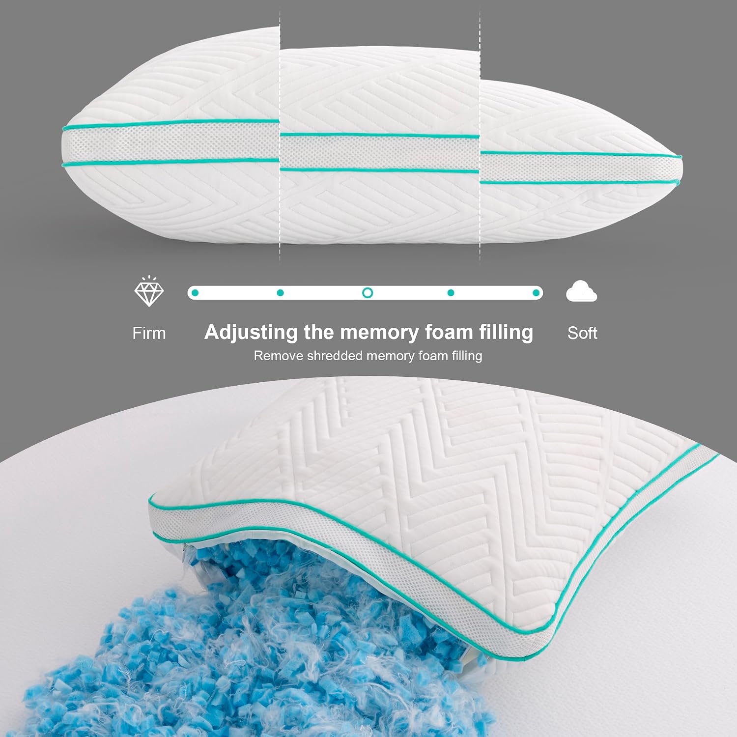 Detalle de Twirest Pillows 2 Pack shredded memory foam 51x66cm
