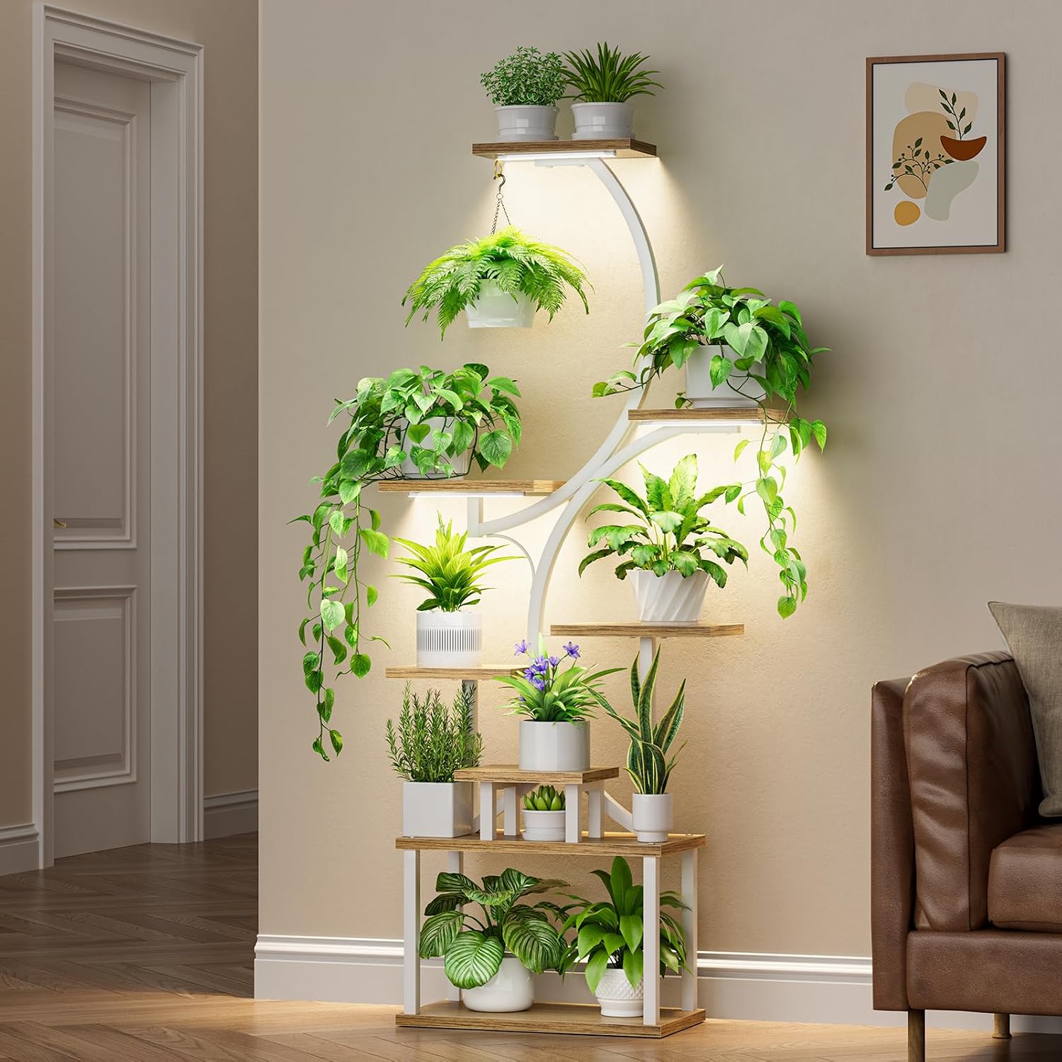 Thumbnail 6 de BACEKOLL Supporto per piante a 8 livelli con luci di crescita: scaffale alto 157,5 cm per interno, forma a S