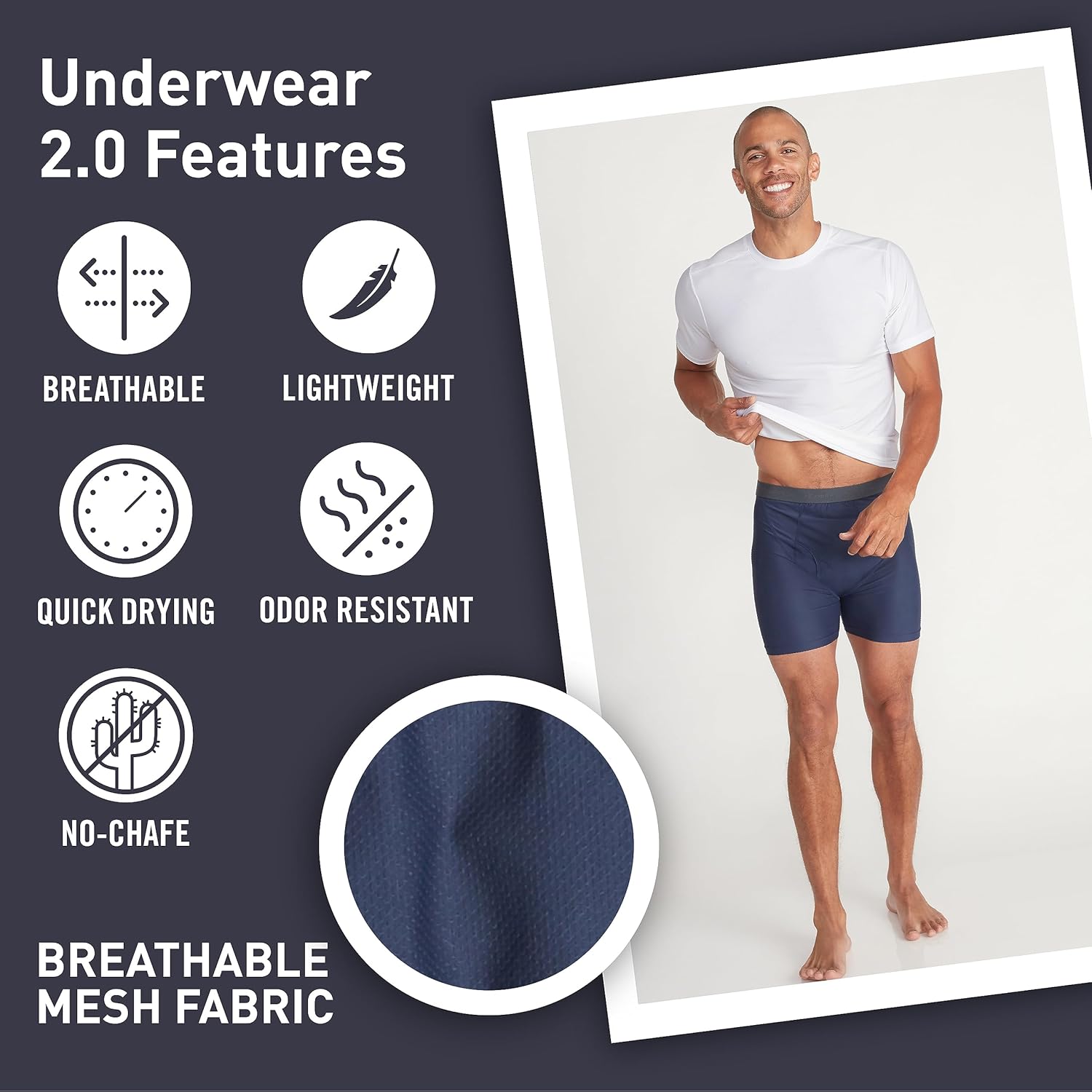 Detalle de ExOfficio Men's Give-N-Go 2.0 Boxer Brief – Cool, Comfortable Underwear