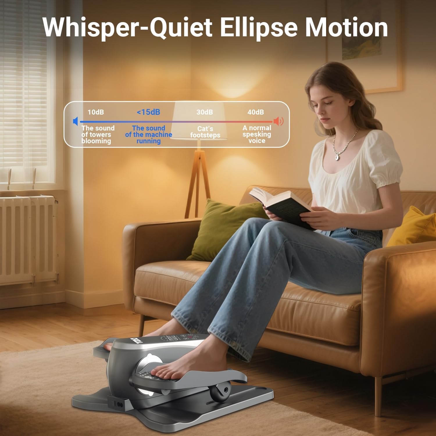 Detalle de TODO TUD-523 Under-Desk Elliptical with Remote, 12 Speeds and 12 Modes