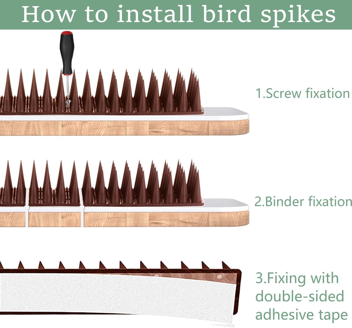 Thumbnail 2 de Apluskis Upgraded Pigeon Spikes – 10 Pack, 3–6m Coverage, Brown