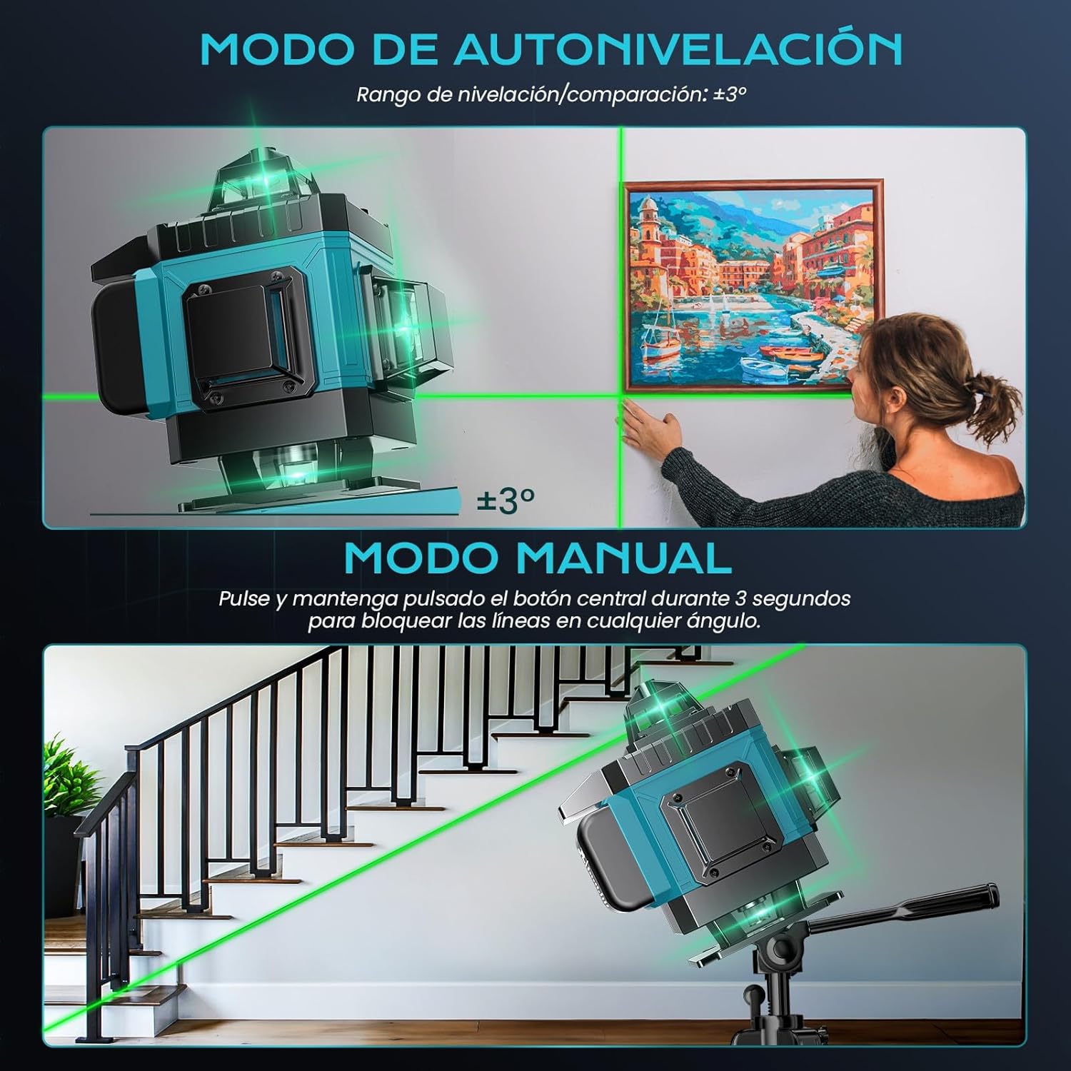 Thumbnail 1 de Nivel láser 4D 360° 16 líneas con trípode