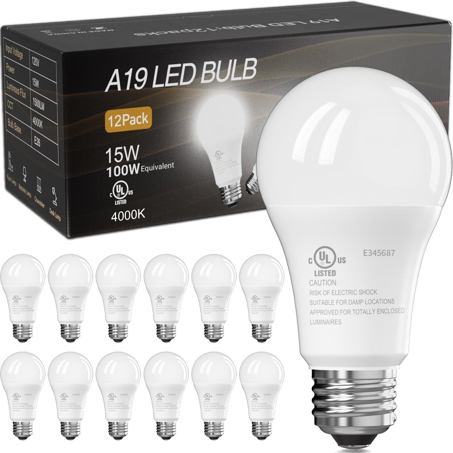 Detalle de TJOY LED Light Bulbs, 12-Pack