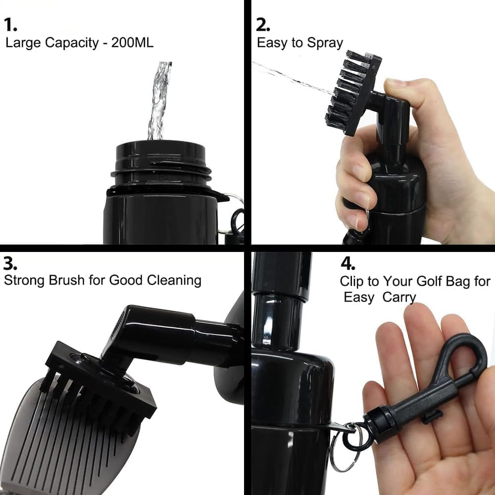 Thumbnail 3 de FUZVOL Golf Club Brush Groove Cleaner with Built-in Water Spray & Hook (200ml)