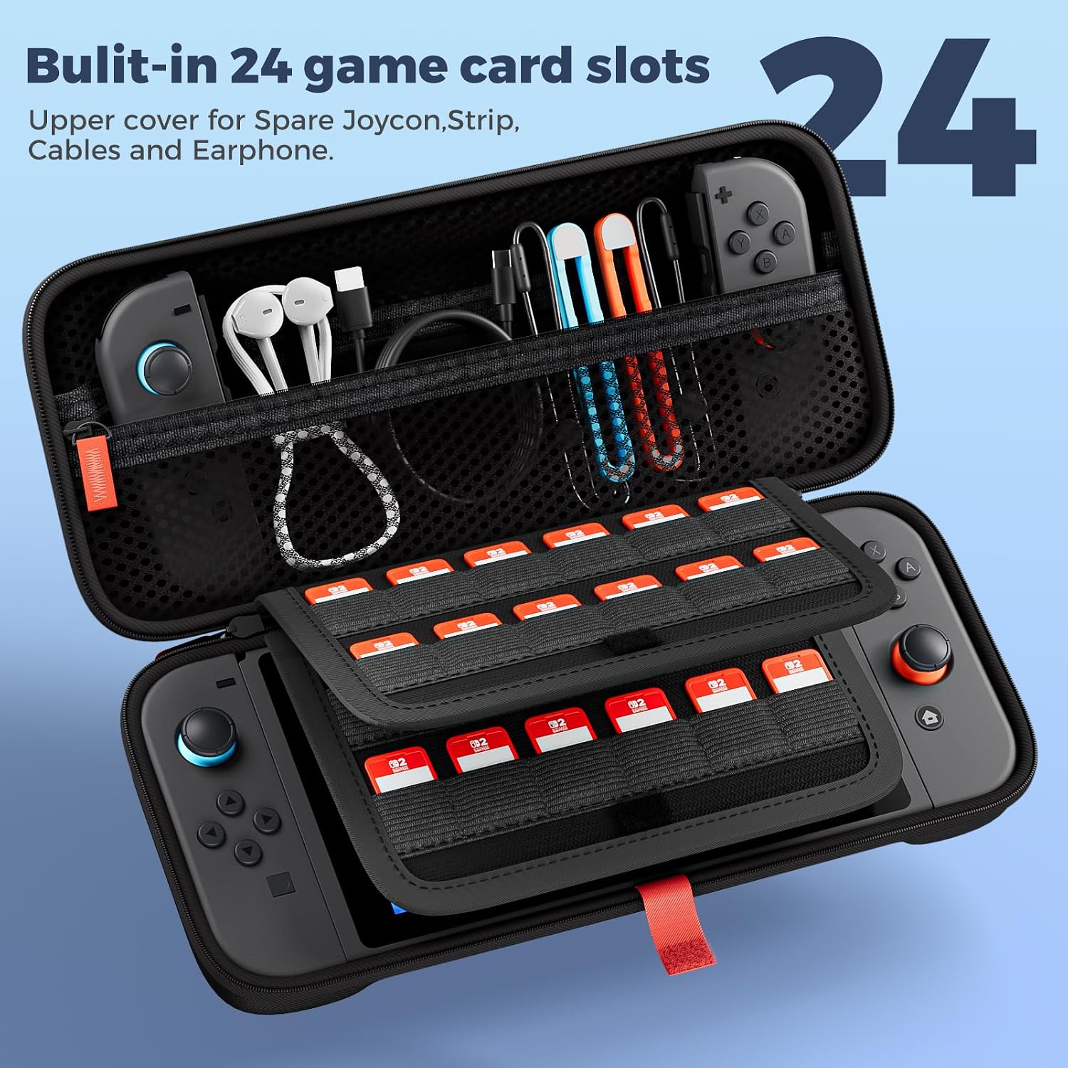 Thumbnail 1 de ProCase Carrying Case for Nintendo Switch 2 (2025) with 24 Game Card Slots – Hard EVA Travel Case, Black