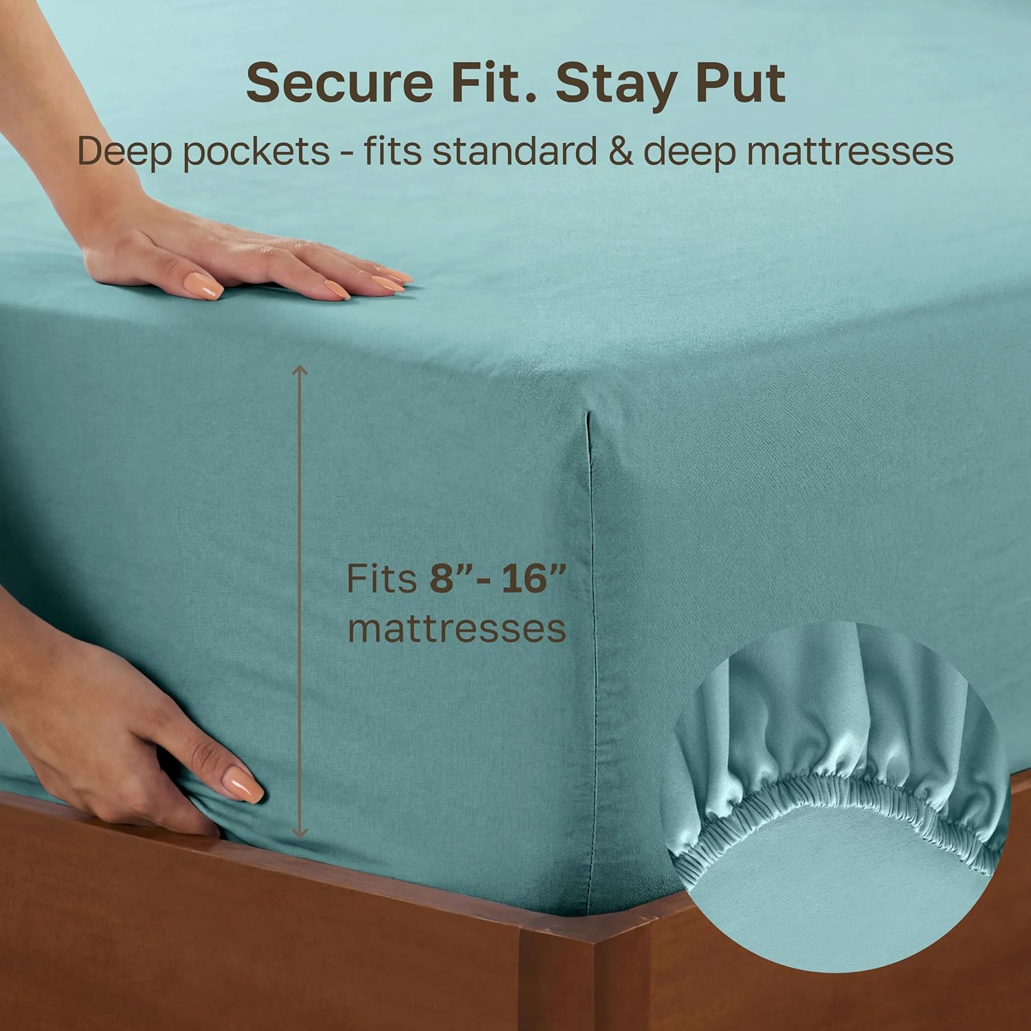 Detalle 2 de California Design Den King Fitted Sheet 400 TC Teal