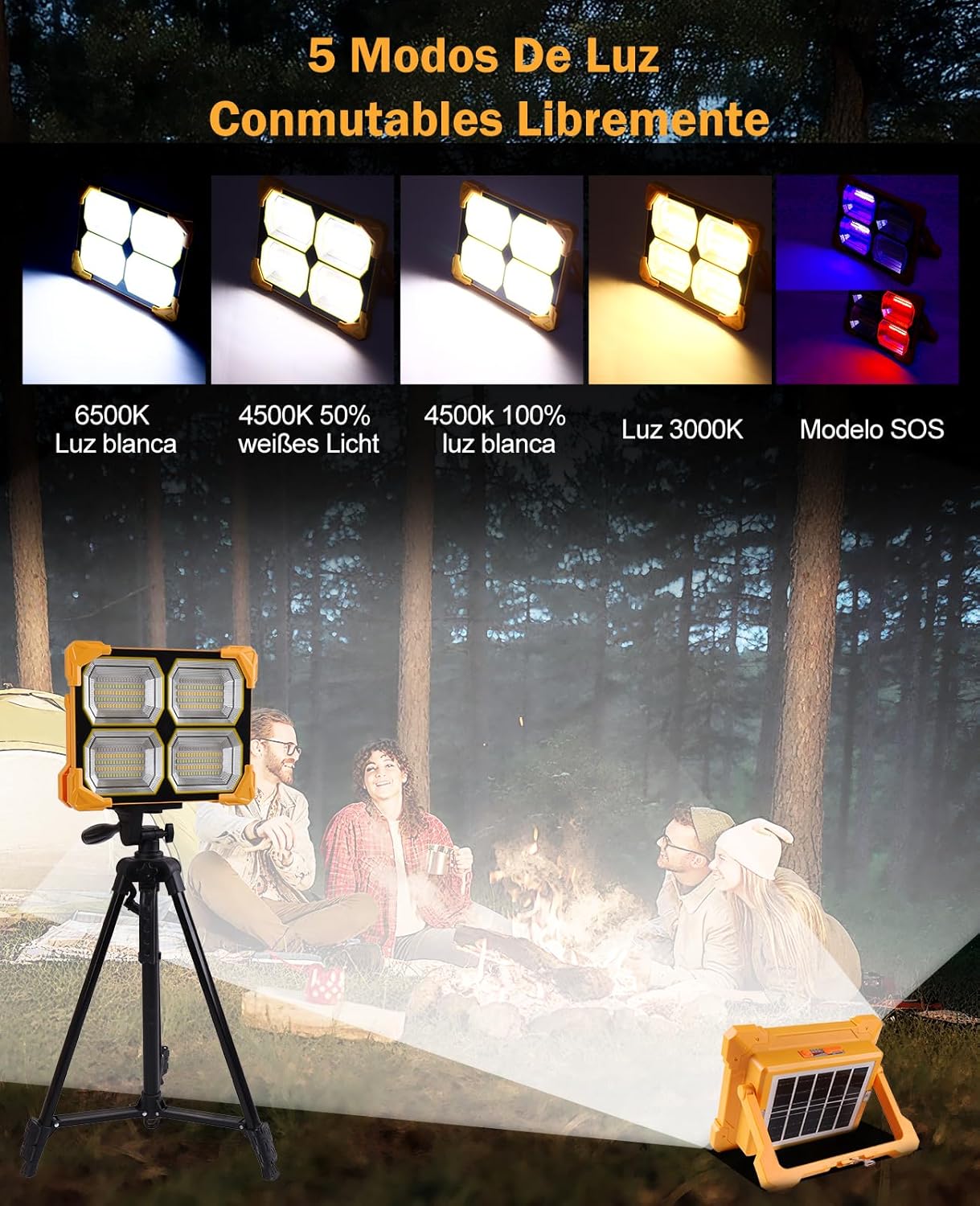 Thumbnail 5 de Luce solare LED esterno da 300W: faretto portatile per cantiere, giardino ed emergenze